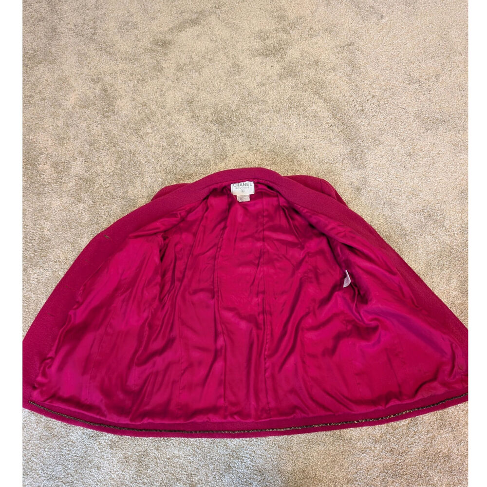 CHANEL Wool Jacket Blazer Hot Pink size 48 with 4 Front Pockets - Picture 13 of 15